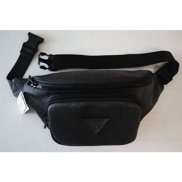 Guess SG882794 Unisex Coal Allover Print Faux Leather Insignia Fanny Bag